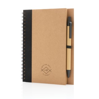 Cuaderno de espiral kraft con bolígrafo promocional